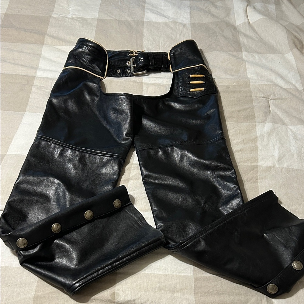 Black Leather motorcycle Chaps -Milwaukee Motorcycle Clothing Co.